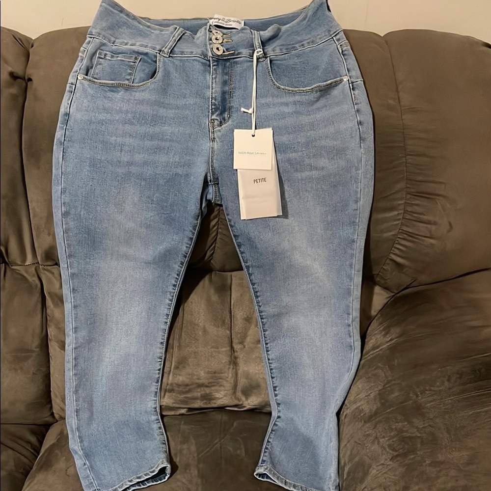 Womens New with tags Light Blue Jeans faded details HighRiseSkinny size 12petite